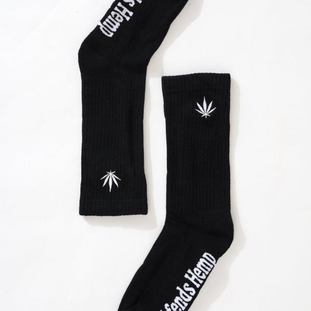 BNWT Afends - Happy Hemp Weed Crew Socks / Black / Unisex